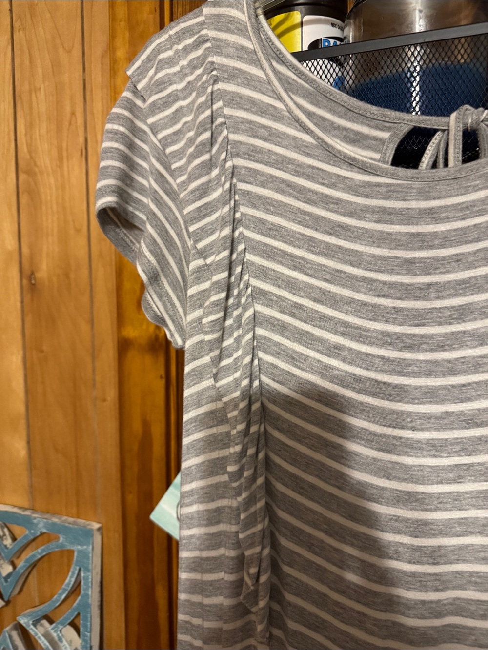 Gray Striped Women's Maxi Jumpsuit - Casual Summer Style - Picture 4 of 7
